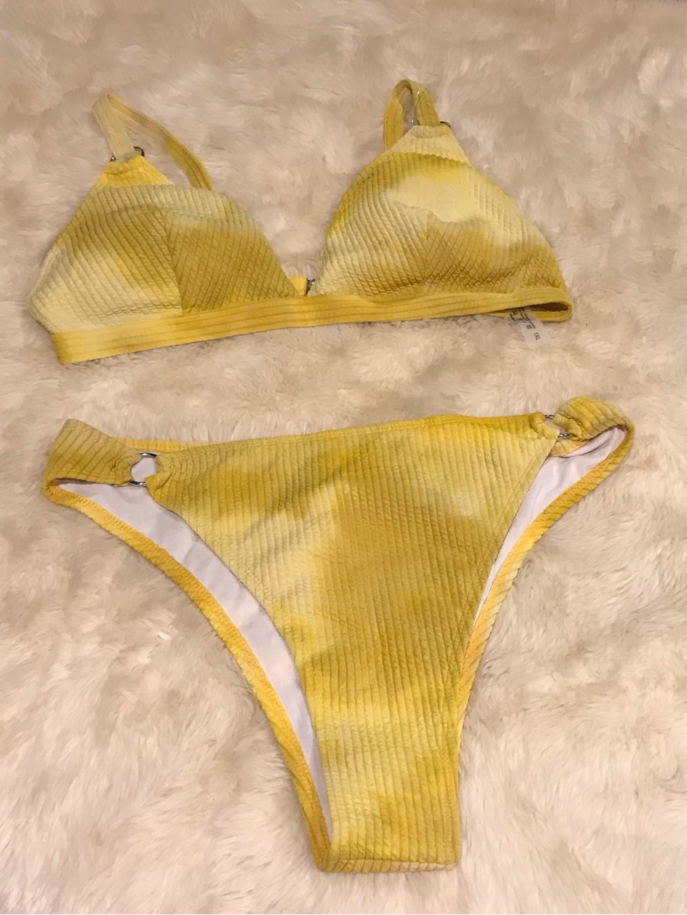 Yellow Ribbed Bikini Set